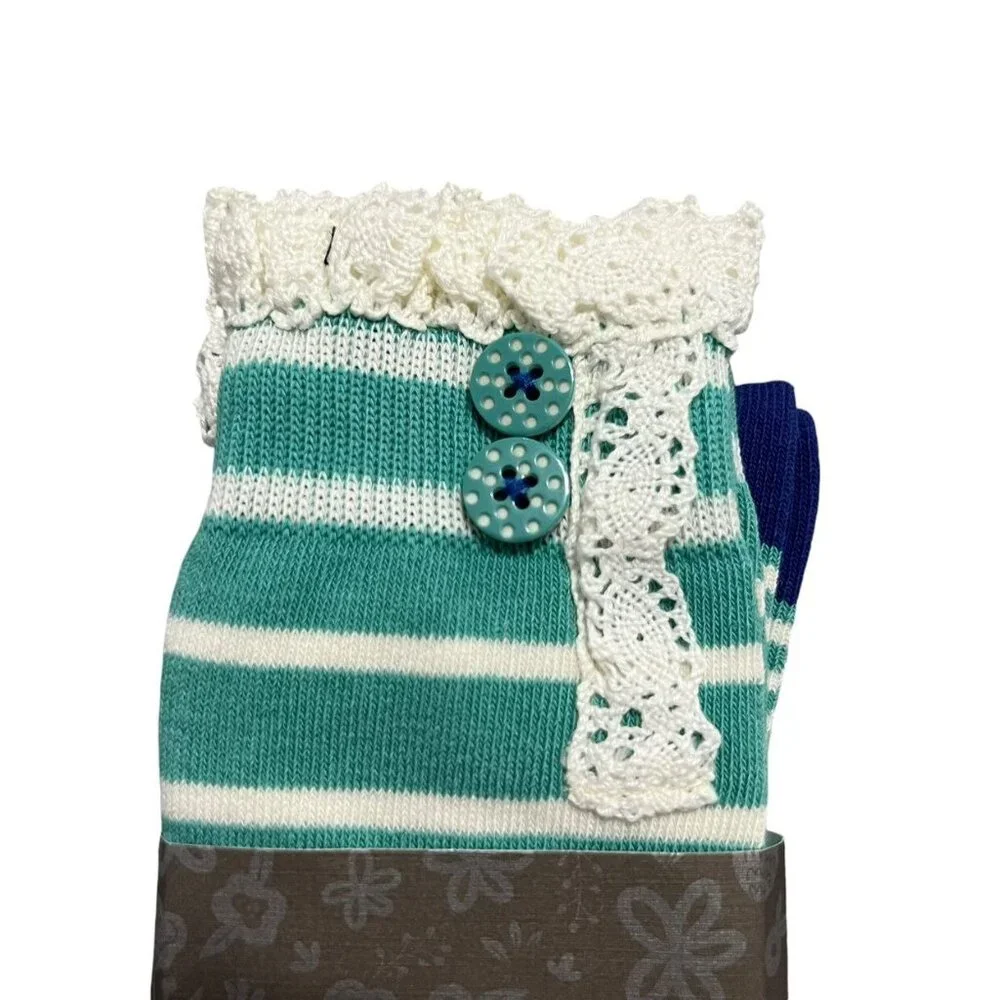 NEW Matilda Jane Sz L Green Perfectly Paired Lace Knee Socks